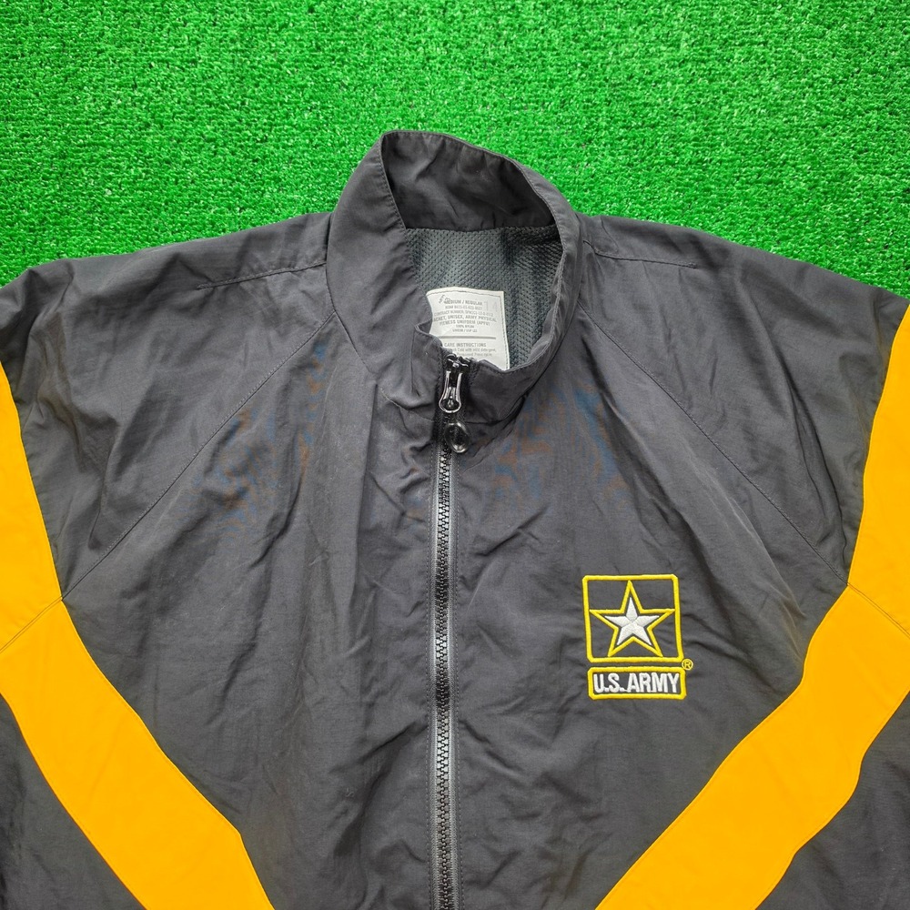US Army APFU Physical Fitness Uniform Track Jacket Mens Medium Black Full Zip - Picture 2 of 9